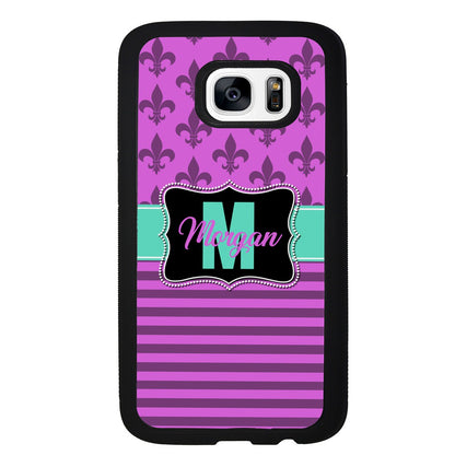 Purple Fleur De Lis Personalized | Samsung Phone Case
