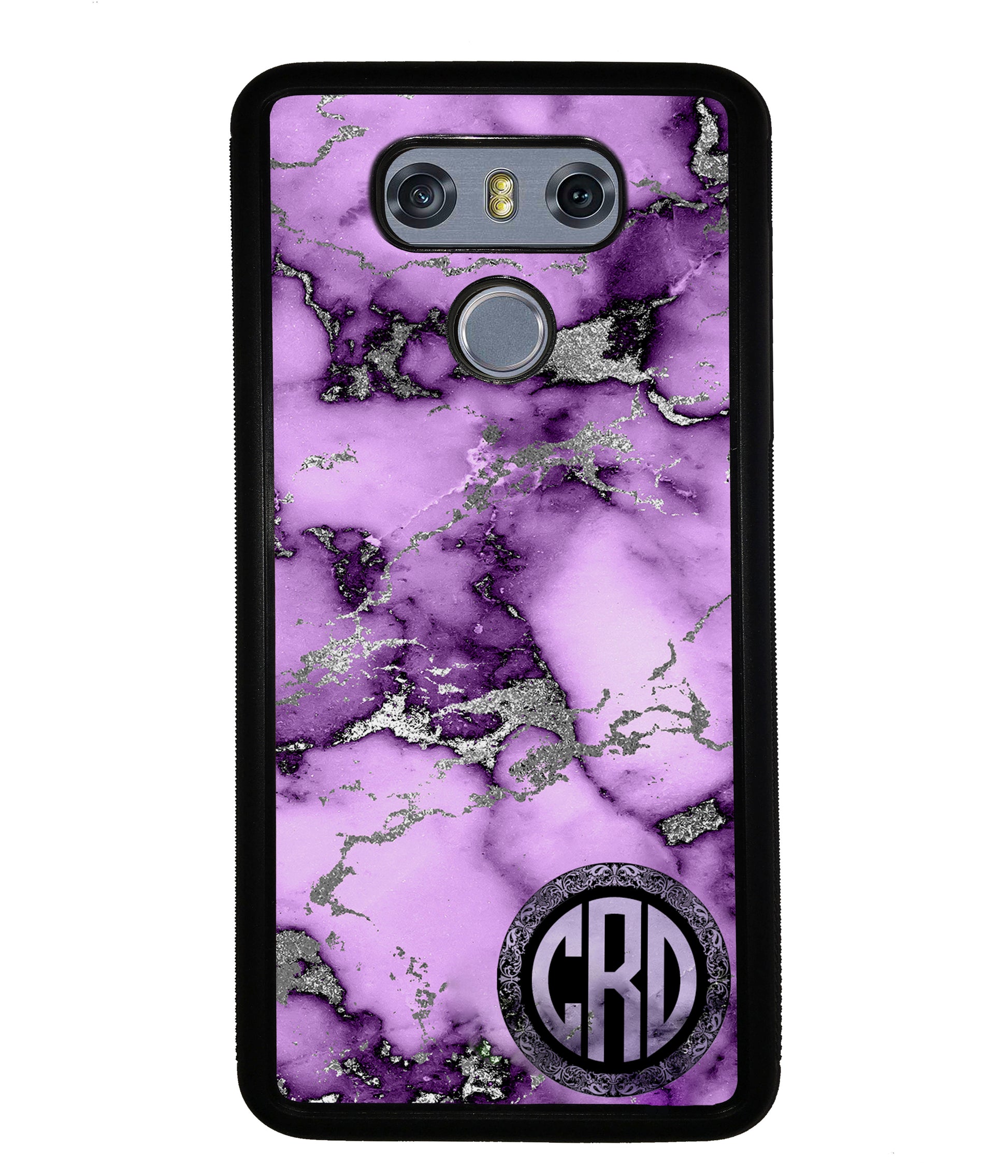 Purple and Silver Marble Monogram | LG Phone Case