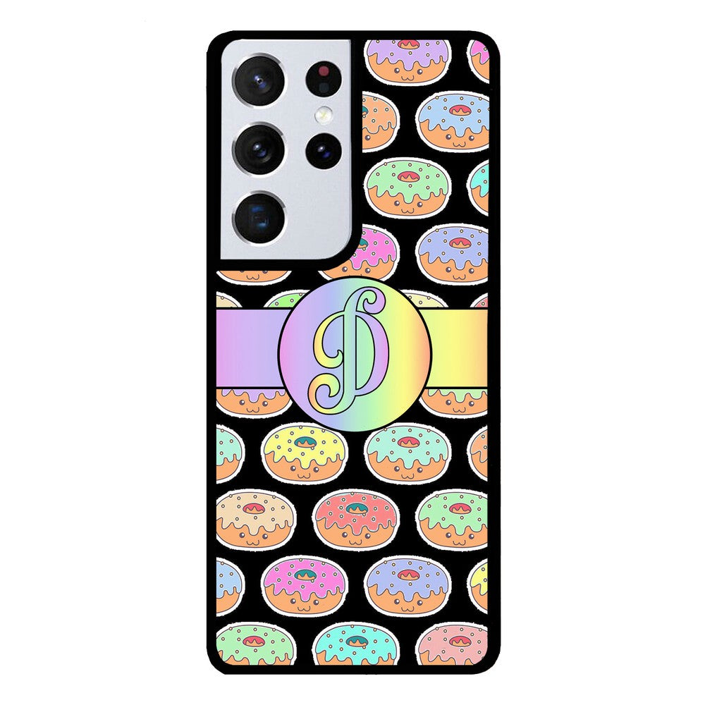 Rainbow Pastel Donuts Initial | Samsung Phone Case