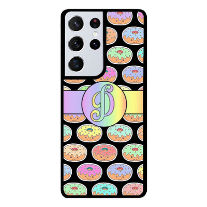 Rainbow Pastel Donuts Initial | Samsung Phone Case
