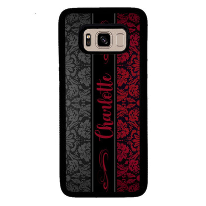Red and Black Damask Personalized | Samsung Phone Case