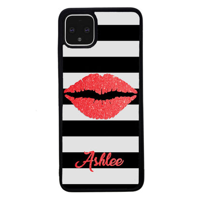 Black White Bars Red Lips Personalized | Google Phone Case