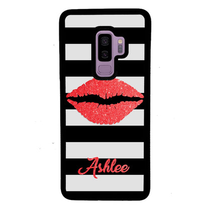 Black White Bars Red Lips Personalized | Samsung Phone Case