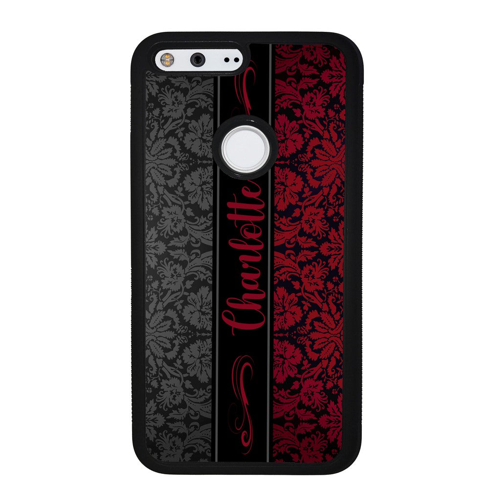 Red and Black Damask Personalized | Google Phone Case