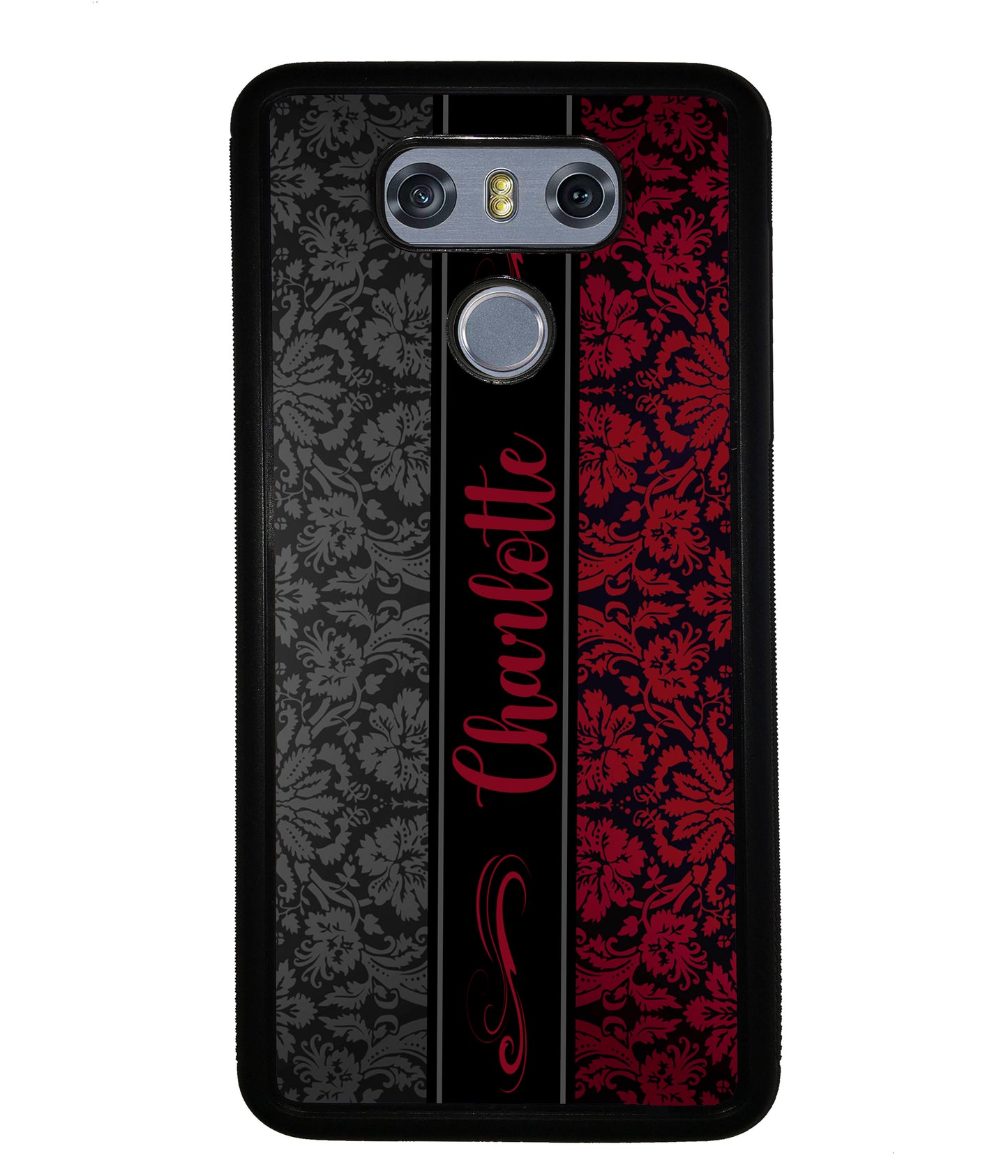Red and Black Damask Personalized | LG Phone Case