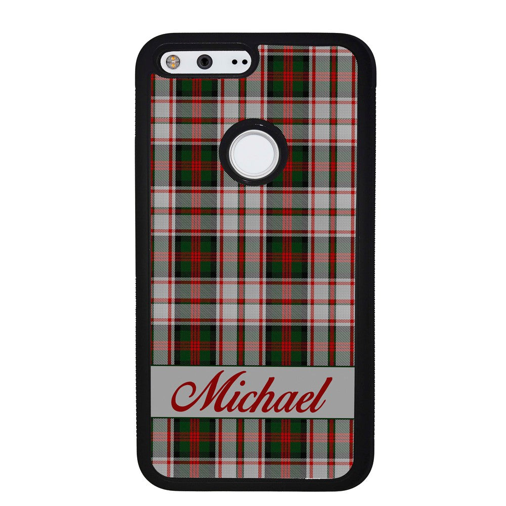 Red and Green Tartan Plaid Personalized | Google Phone Case