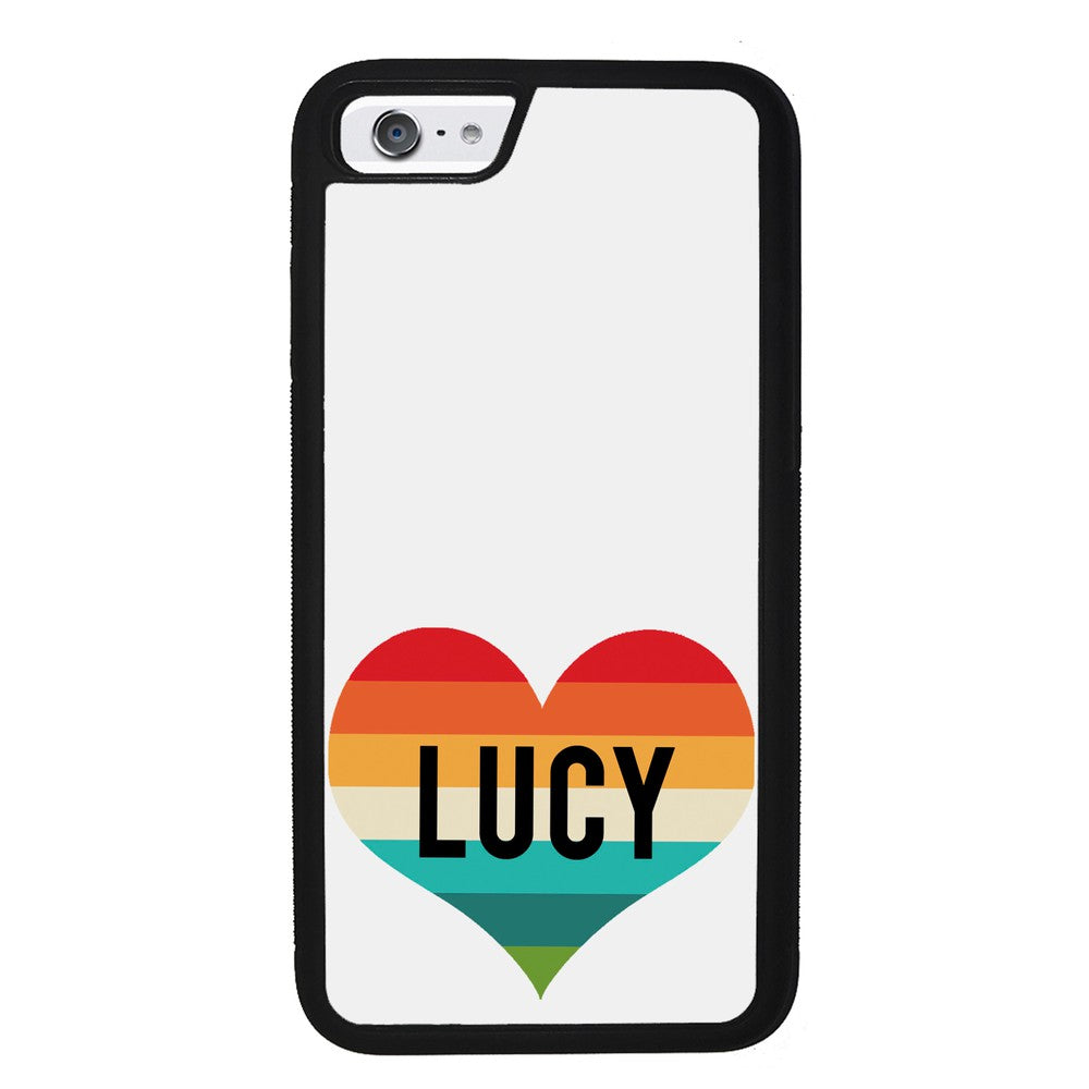 Retro Heart Rainbow Personalized | Apple iPhone Case