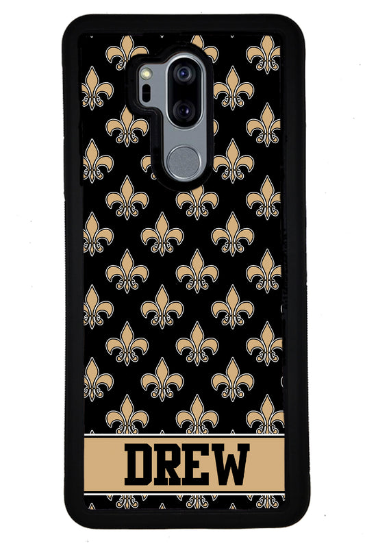 Black and Gold Fleur De Lis Personalized | LG Phone Case
