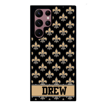 Black and Gold Fleur De Lis Personalized | Samsung Phone Case