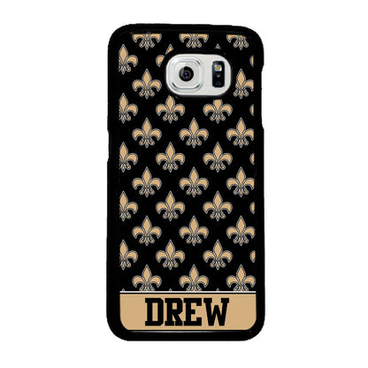 Black and Gold Fleur De Lis Personalized | Samsung Phone Case