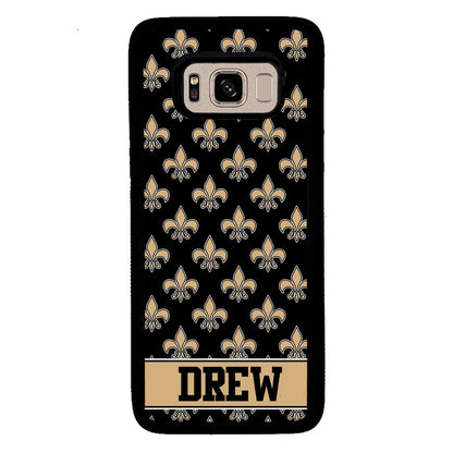 Black and Gold Fleur De Lis Personalized | Samsung Phone Case