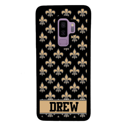 Black and Gold Fleur De Lis Personalized | Samsung Phone Case