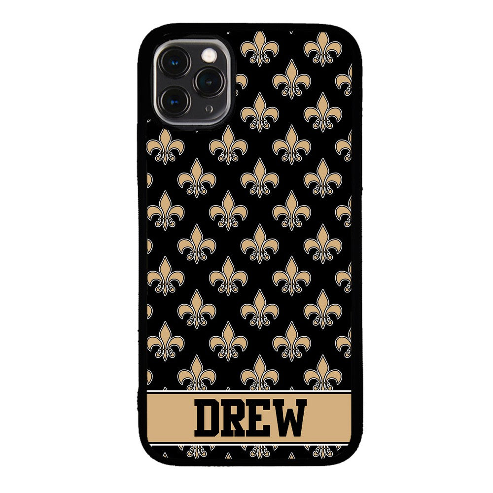 Black and Gold Fleur De Lis Personalized | Apple iPhone Case