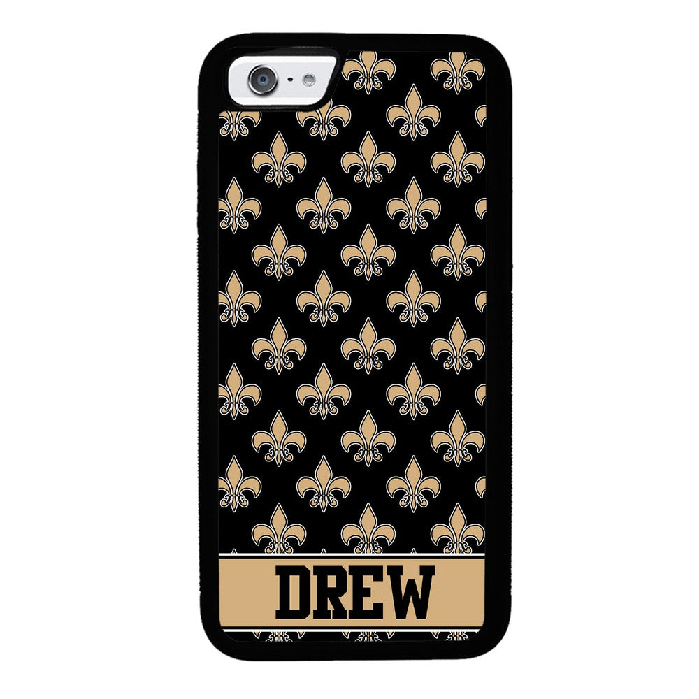 Black and Gold Fleur De Lis Personalized | Apple iPhone Case