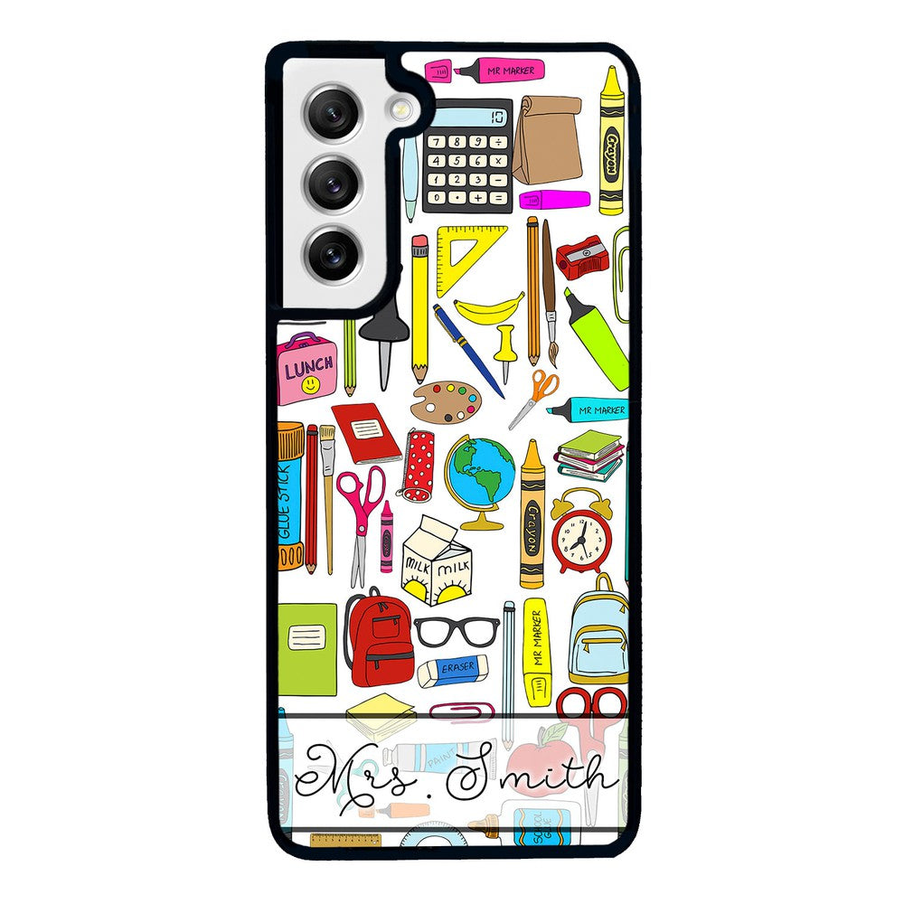 Teacher Appreciation School Supplies Collage Personalized | Samsung Phone Case