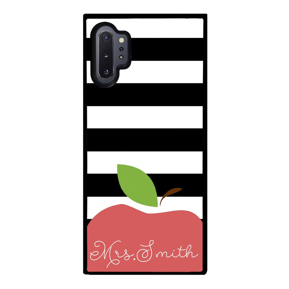 Teachers Appreciation Gift Apple Black and White Bars Personalized | Samsung Phone Case