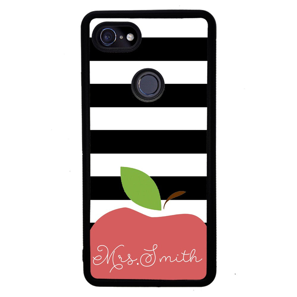 Teachers Appreciation Gift Apple Black and White Bars Personalized | Google Phone Case