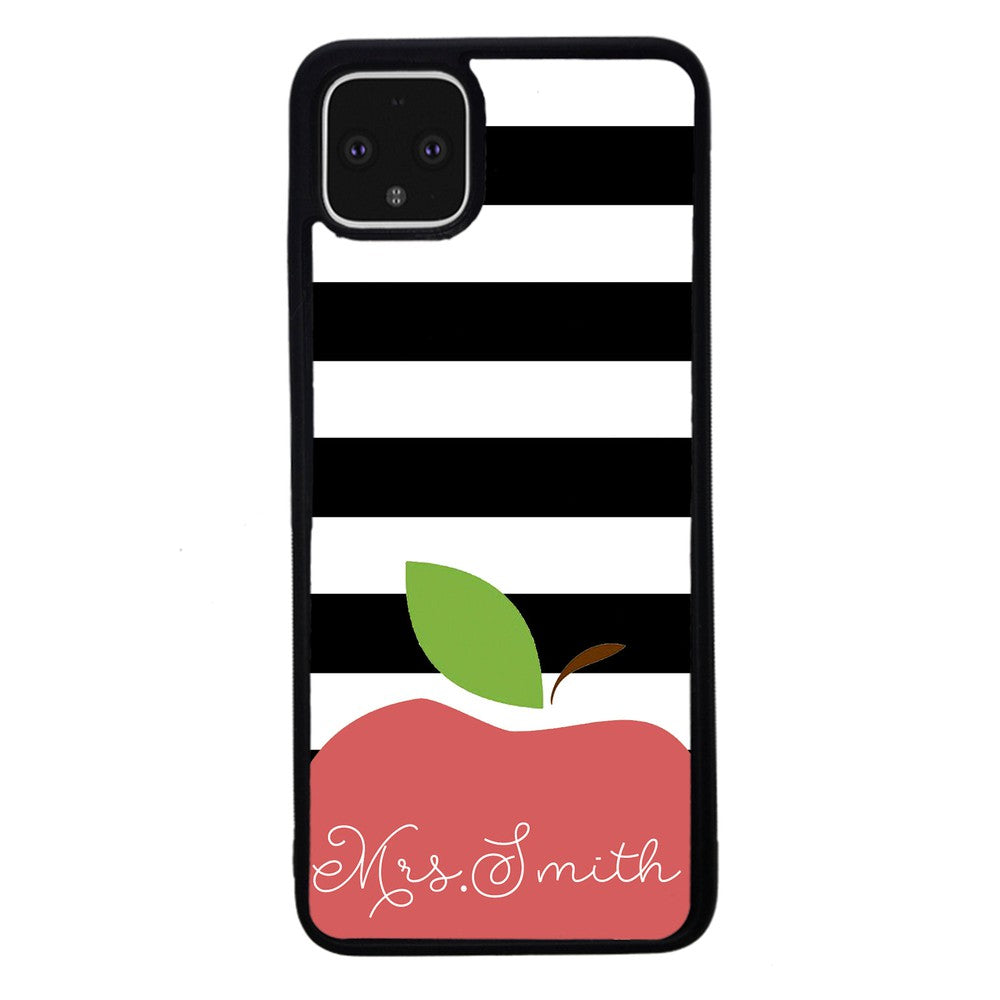 Teachers Appreciation Gift Apple Black and White Bars Personalized | Google Phone Case