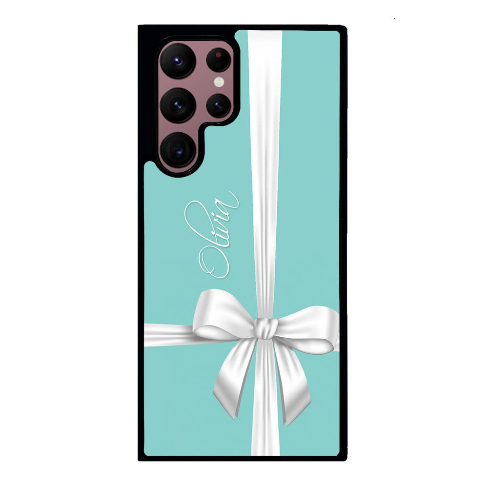 Teal Blue Bow Personalized | Samsung Phone Case