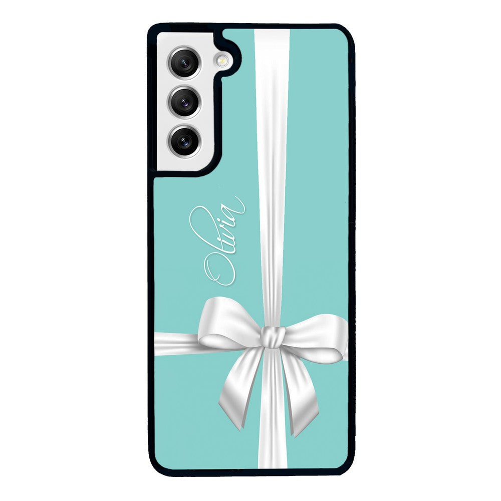 Teal Blue Bow Personalized | Samsung Phone Case