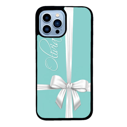 Teal Blue Bow Personalized | Apple iPhone Case