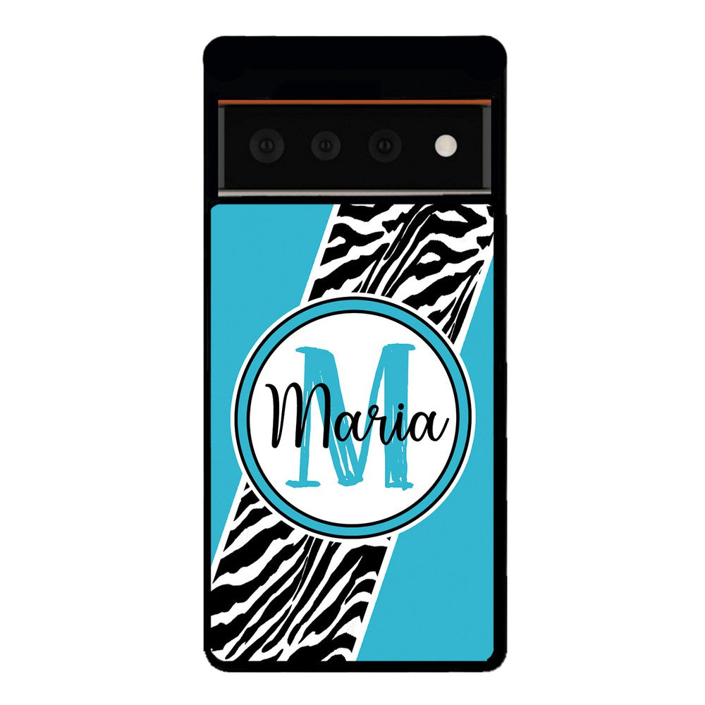 Zebra Skin Stripe Blue Teal Personalized | Google Phone Case