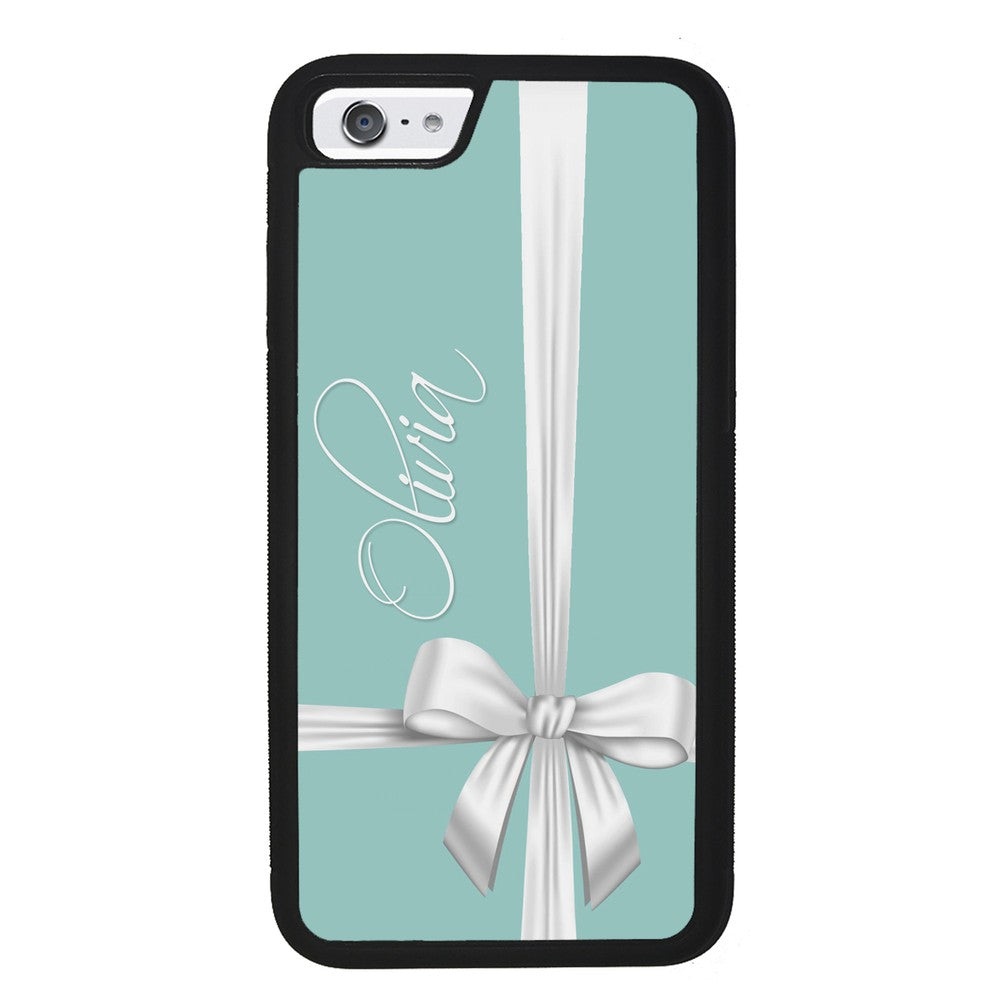 Teal Blue Bow Personalized | Apple iPhone Case