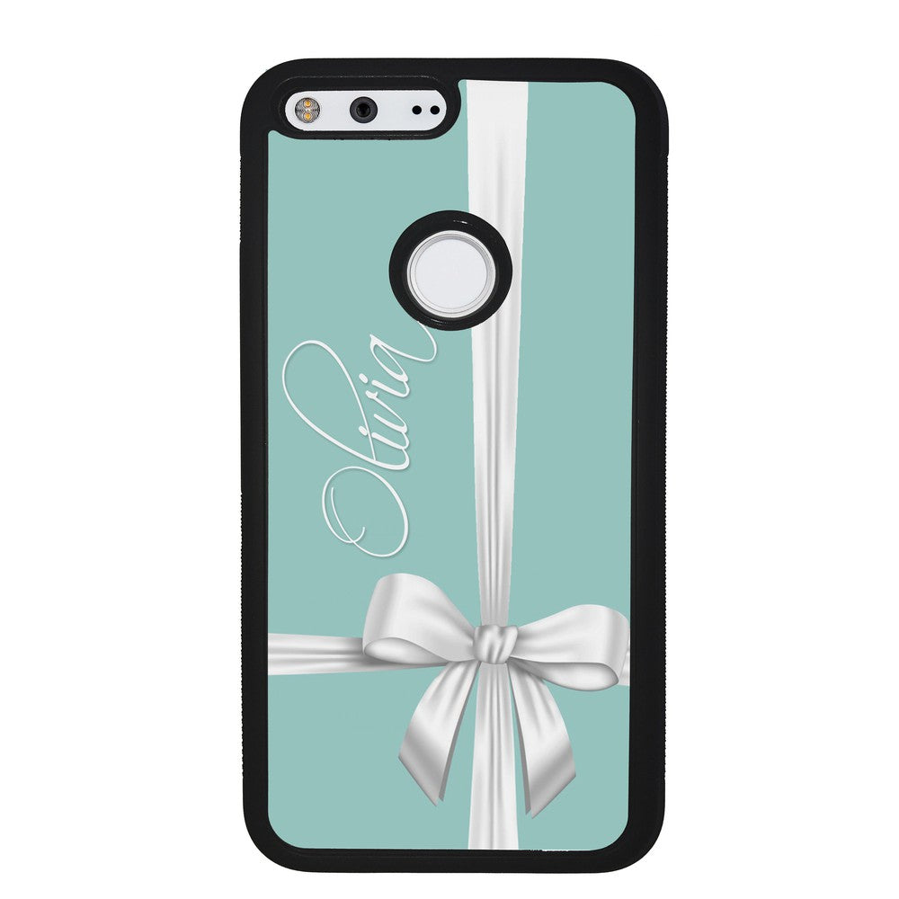 Teal Blue Bow Personalized | Google Phone Case