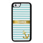 Teal White Bars Anchor Personalized | Apple iPhone Case