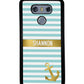 Teal White Bars Anchor Personalized | LG Phone Case