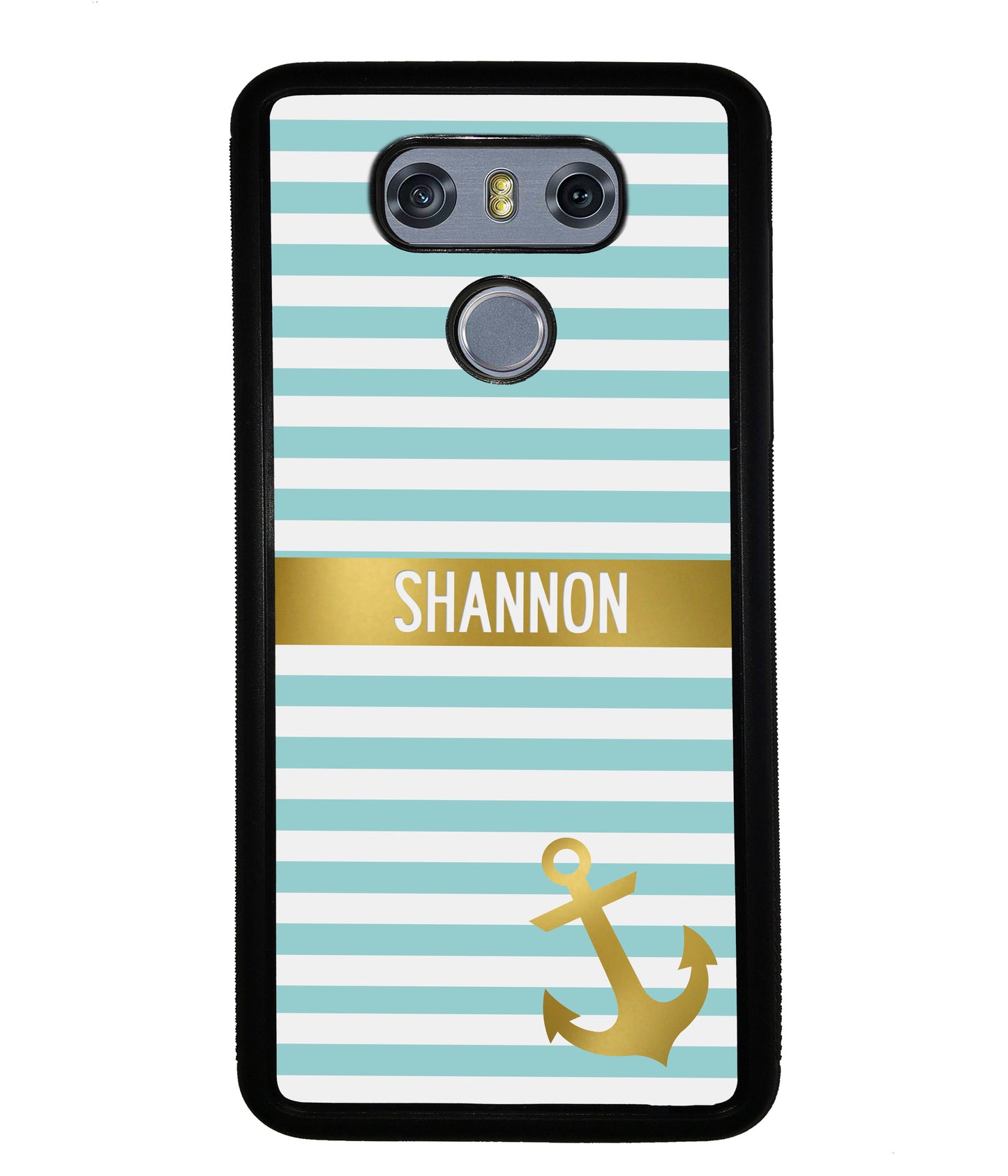 Teal White Bars Anchor Personalized | LG Phone Case
