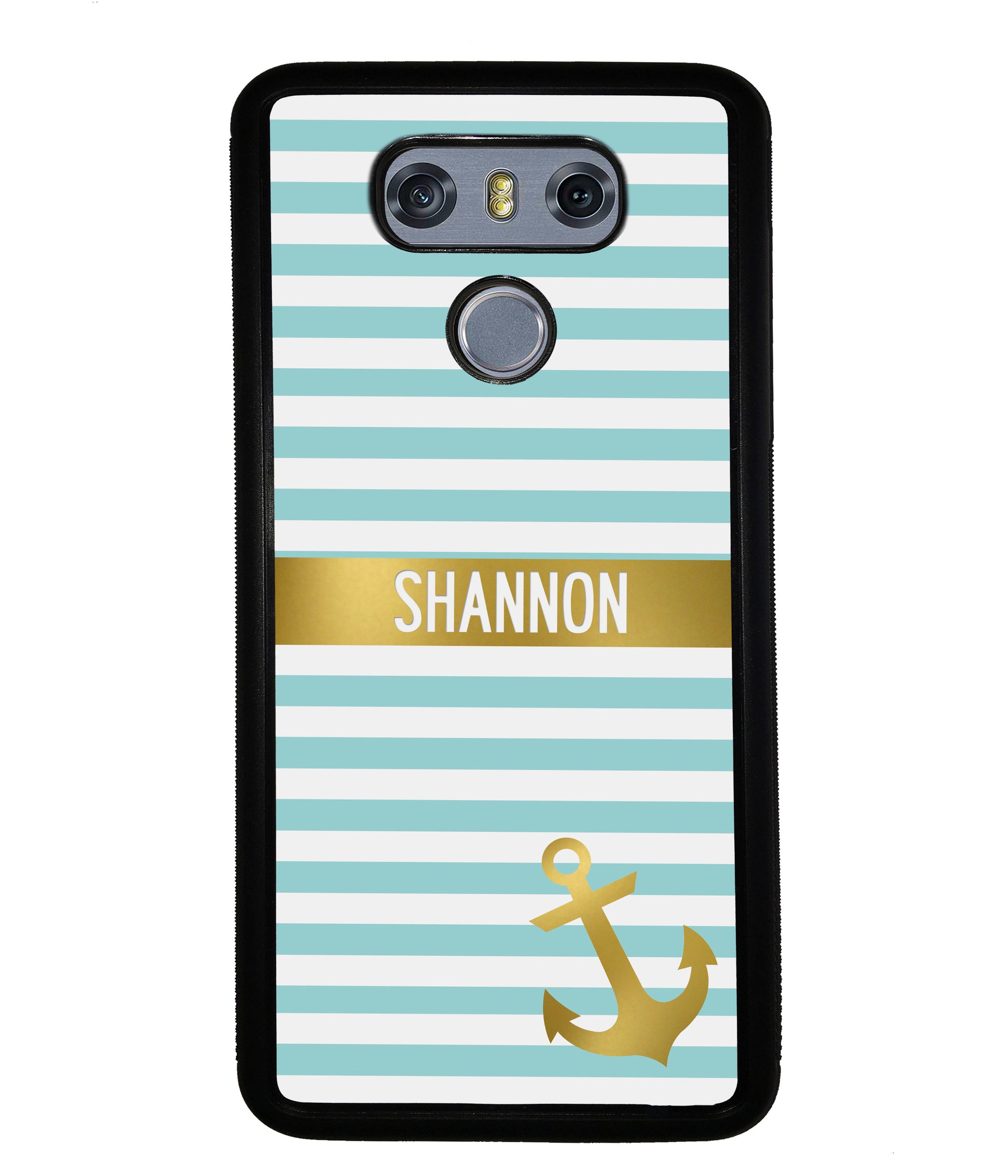 Teal White Bars Anchor Personalized | LG Phone Case