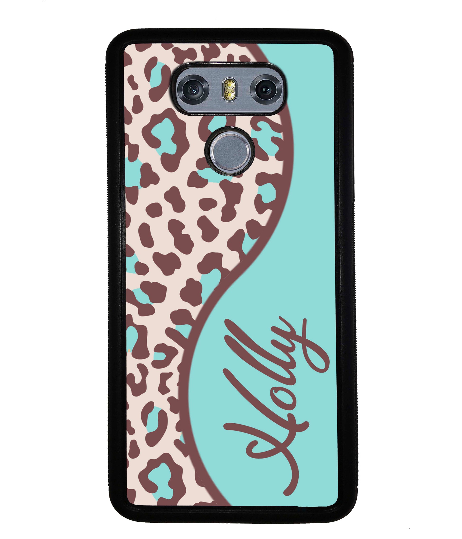 Teal and Brown Leopard Curvy Personalized | LG Phone Case