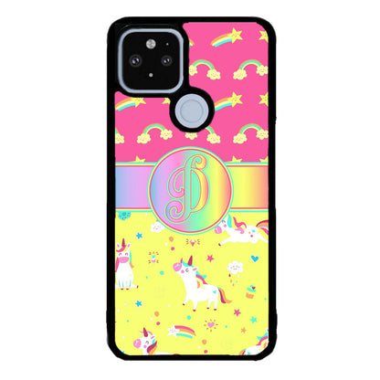 Unicorn Pastel Rainbow Initial | Google Phone Case