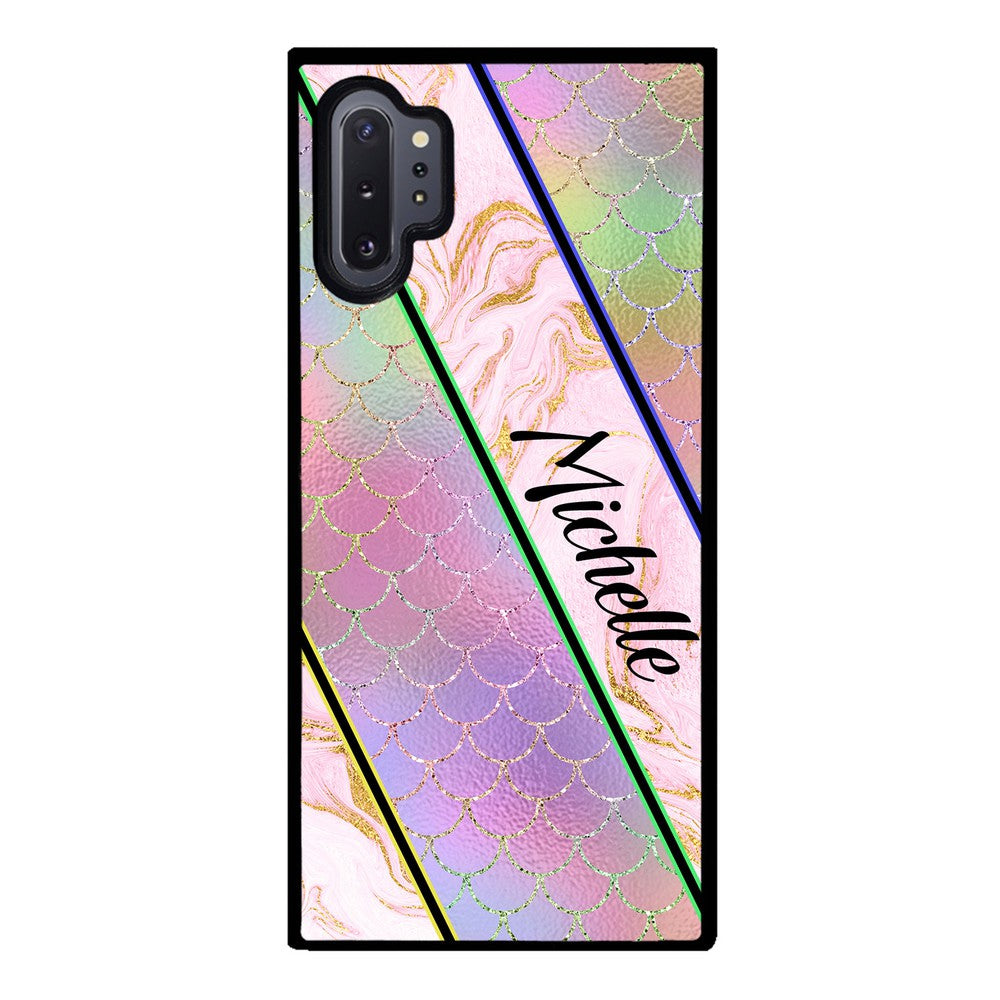 Unicorn Mermaid Scale Pink Marble Personalized | Samsung Phone Case