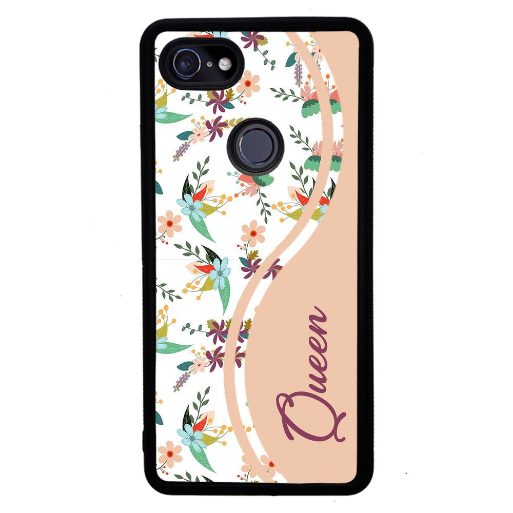 Vintage Pastel Flowers Curvy Personalized | Google Phone Case