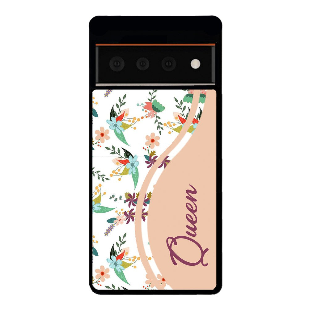Vintage Pastel Flowers Curvy Personalized | Google Phone Case
