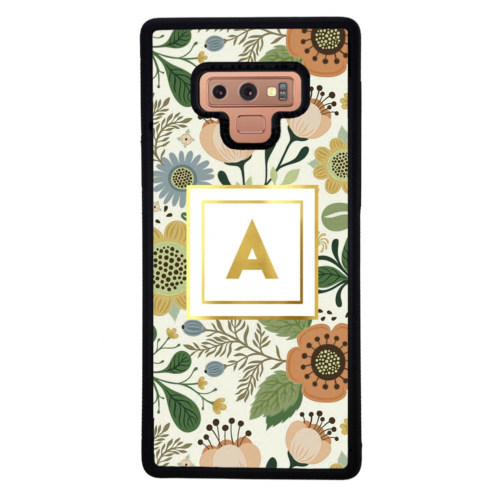 Vintage Flower Golden Initial | Samsung Phone Case
