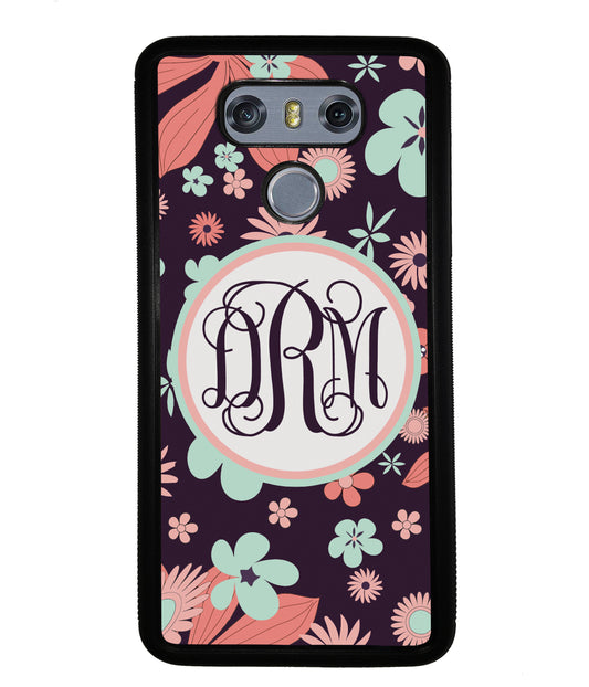Vintage Flowers Purple Script Monogram | LG Phone Case