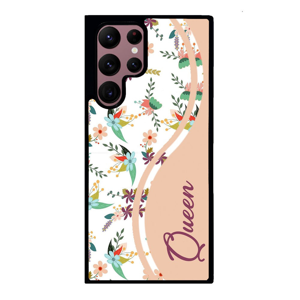 Vintage Pastel Flowers Curvy Personalized | Samsung Phone Case