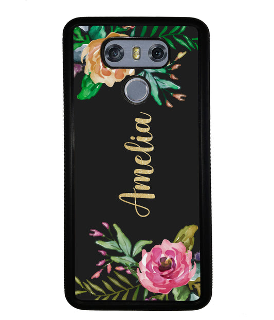 Vintage Flowers Golden Personalization | LG Phone Case