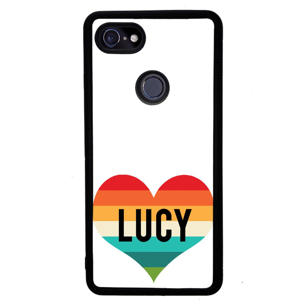 Retro Heart Rainbow Personalized | Google Phone Case