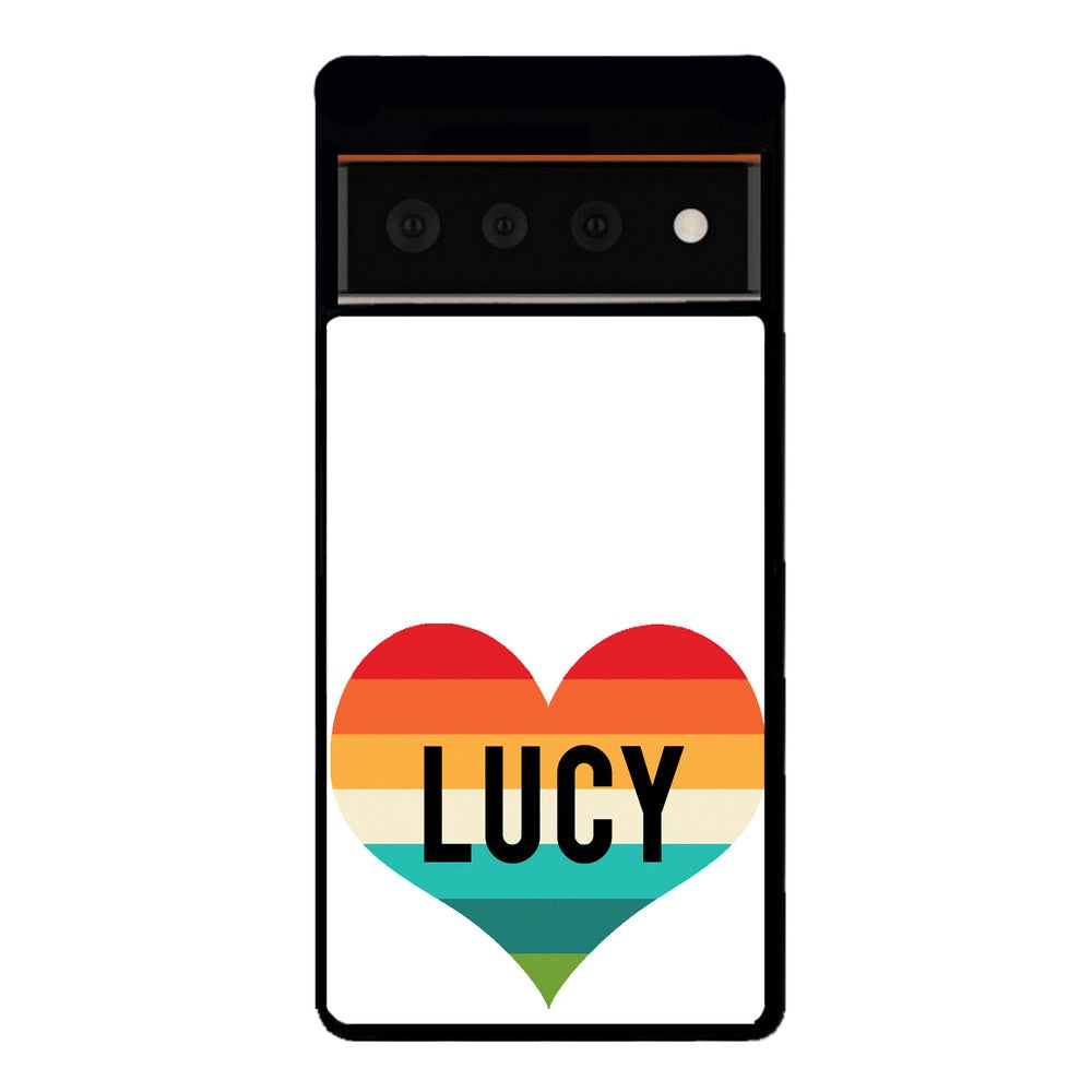 Retro Heart Rainbow Personalized | Google Phone Case