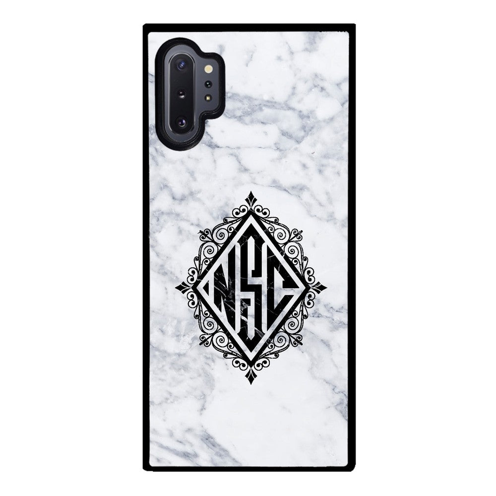 White Marble Diamond Monogram | Samsung Phone Case