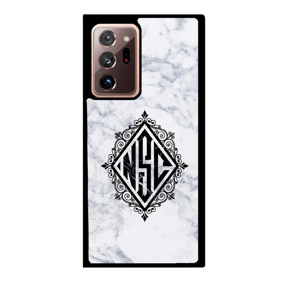 White Marble Diamond Monogram | Samsung Phone Case