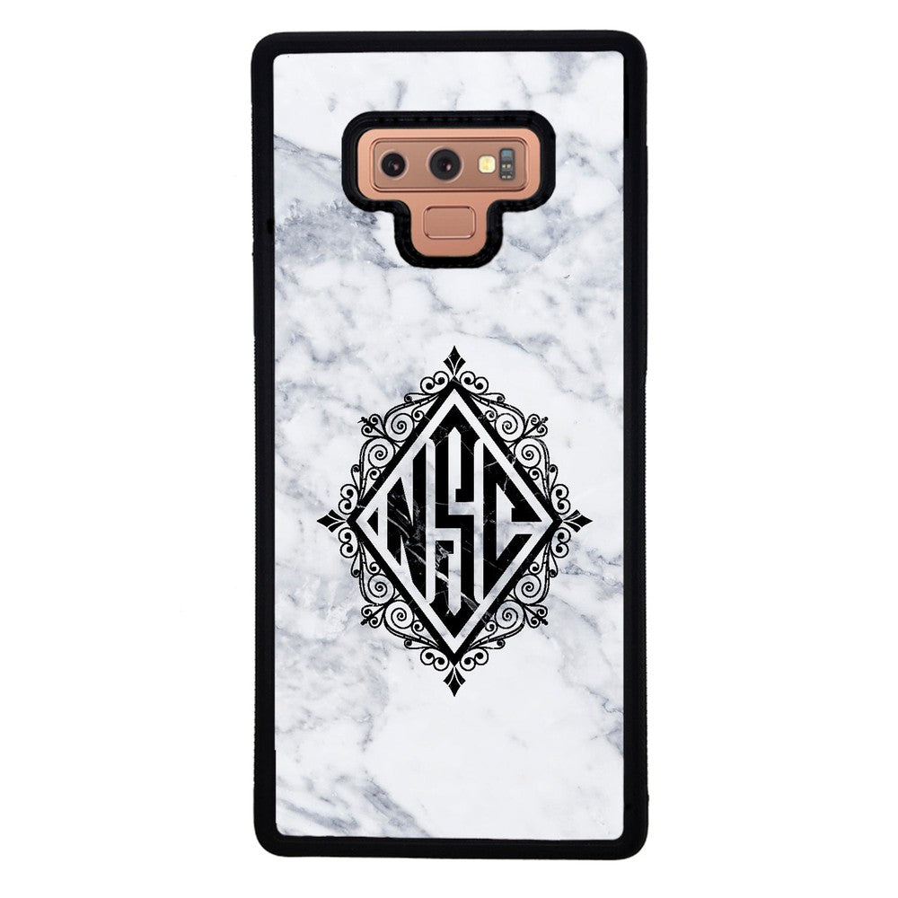 White Marble Diamond Monogram | Samsung Phone Case