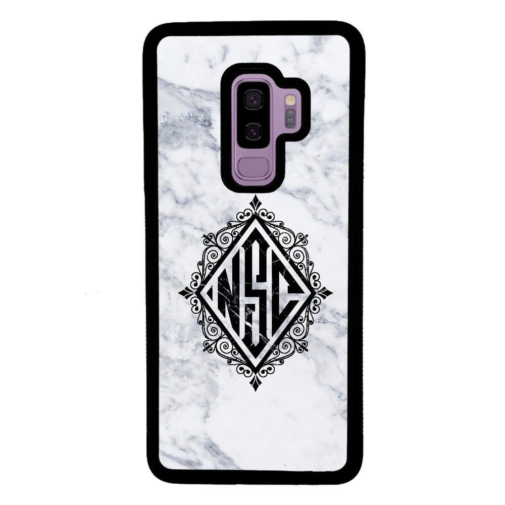 White Marble Diamond Monogram | Samsung Phone Case