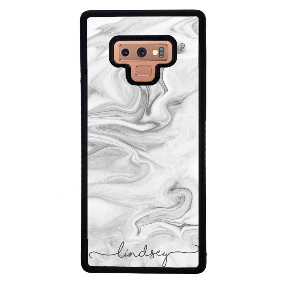 White Marble Script Personalized | Samsung Phone Case