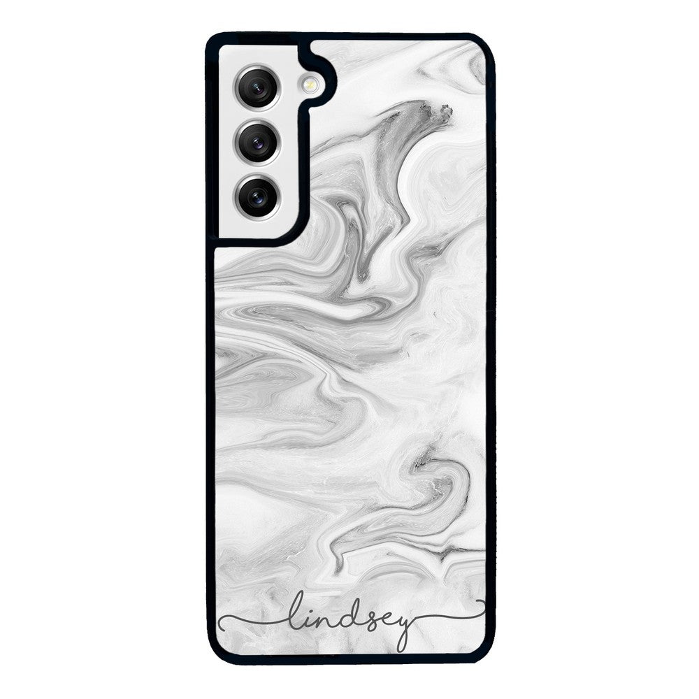 White Marble Script Personalized | Samsung Phone Case