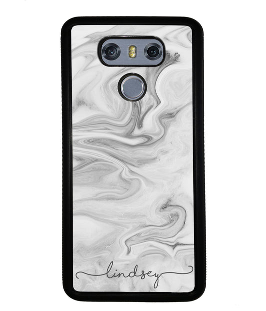 White Marble Script Personalized | LG Phone Case